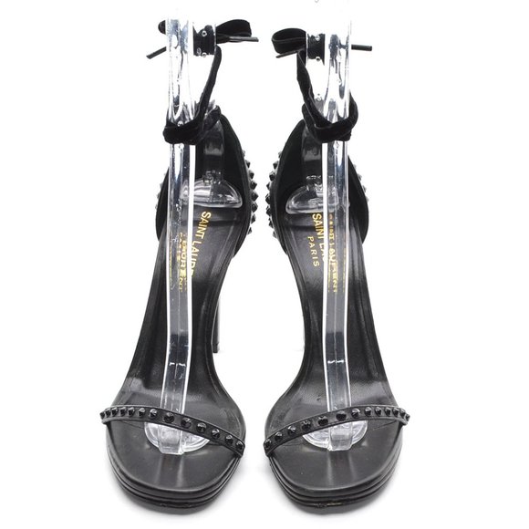 Saint Laurent Black Studded Sandals - Picture 3 of 9